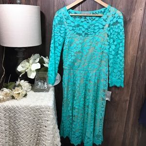 NY Collection lace A-line dress blue nwt size M